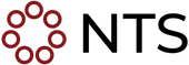 NTS logo with maroon circular marks and black text