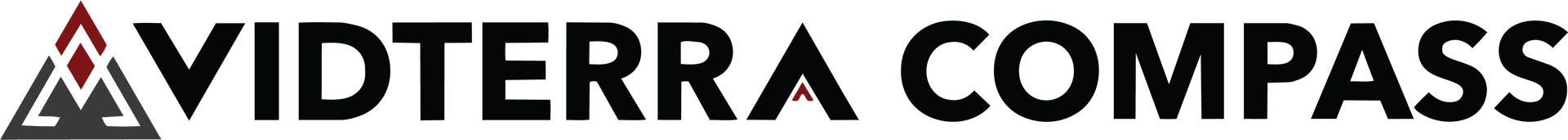 Logo for Vidterra Compass featuring a triangular geometric icon in red and black next to the bold, black text.