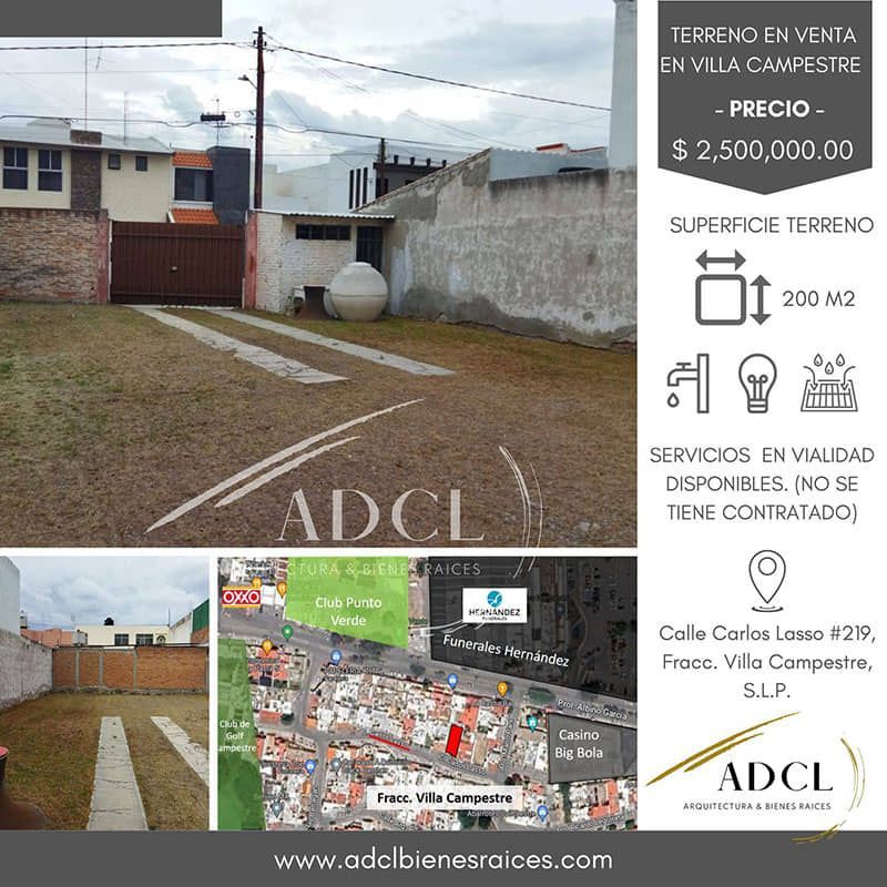 Terreno en Venta en Fracc. Villa Campestre, S.L.P.