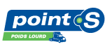 Le logo des points poids lourds a un camion bleu dessus.