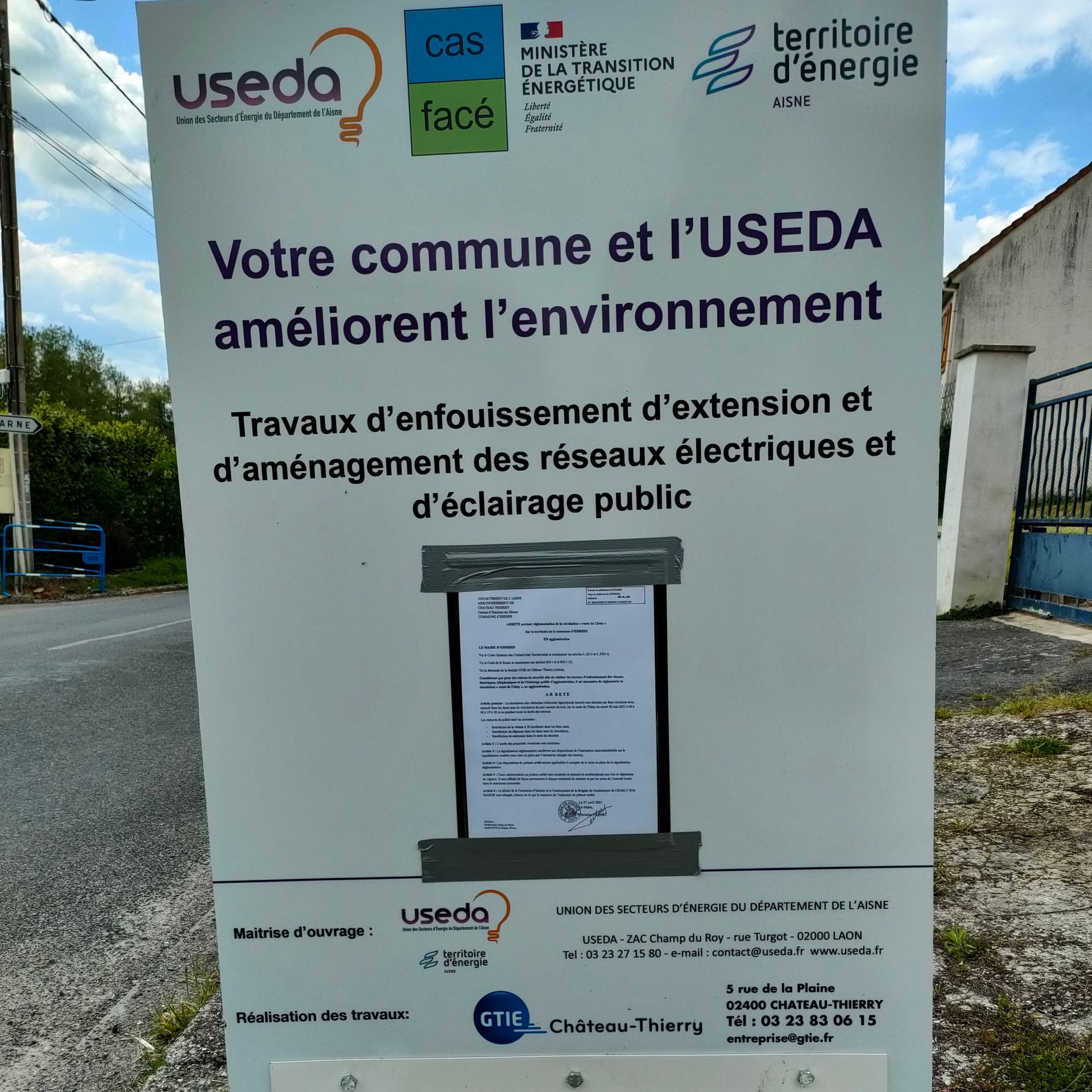 PANNEAU D'INFORMATION TRAVAUX D'ENFOUISSEMENT DES RESEAUX - ESSISES