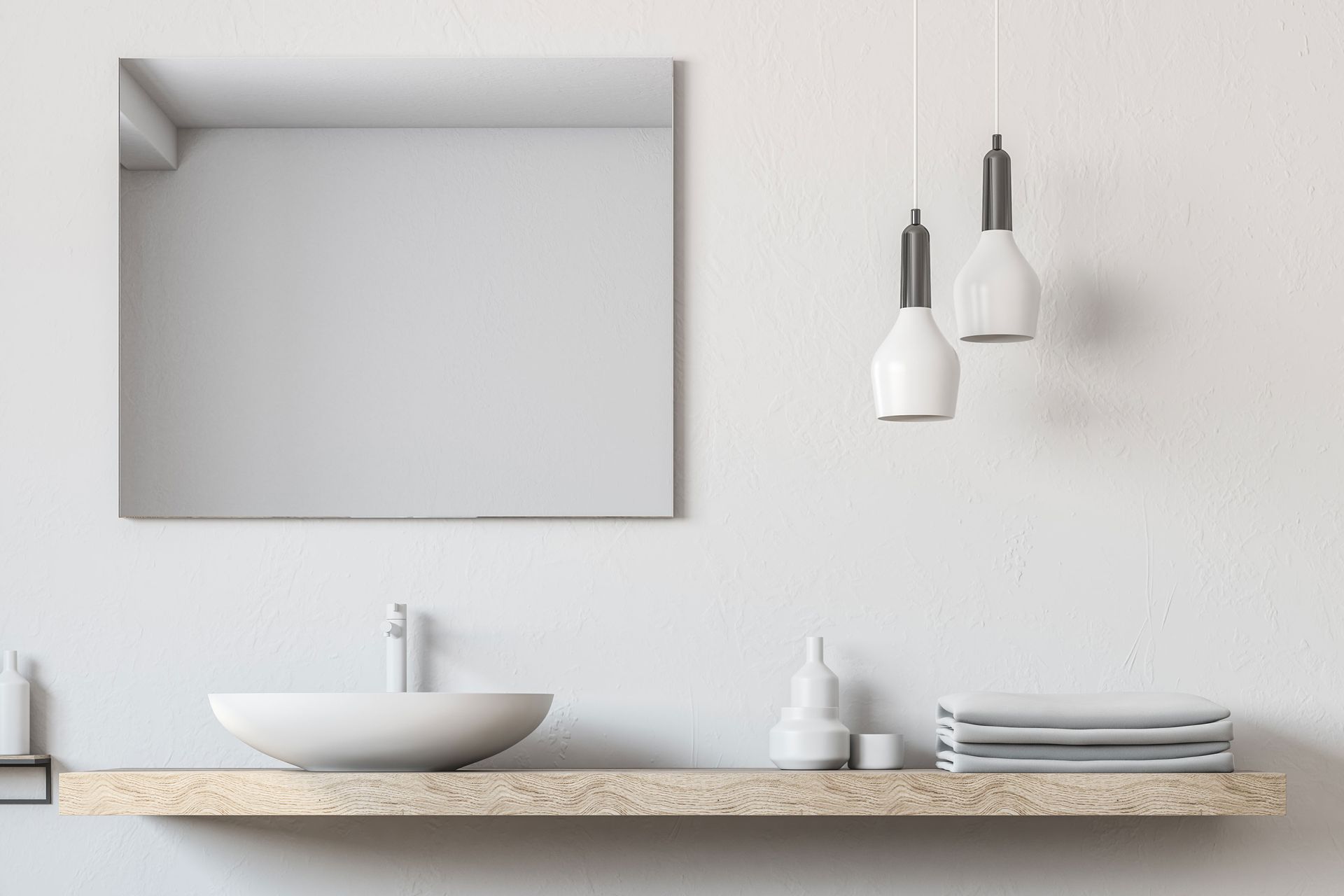 Square Bathroom mirror over vanity in modern bathroom