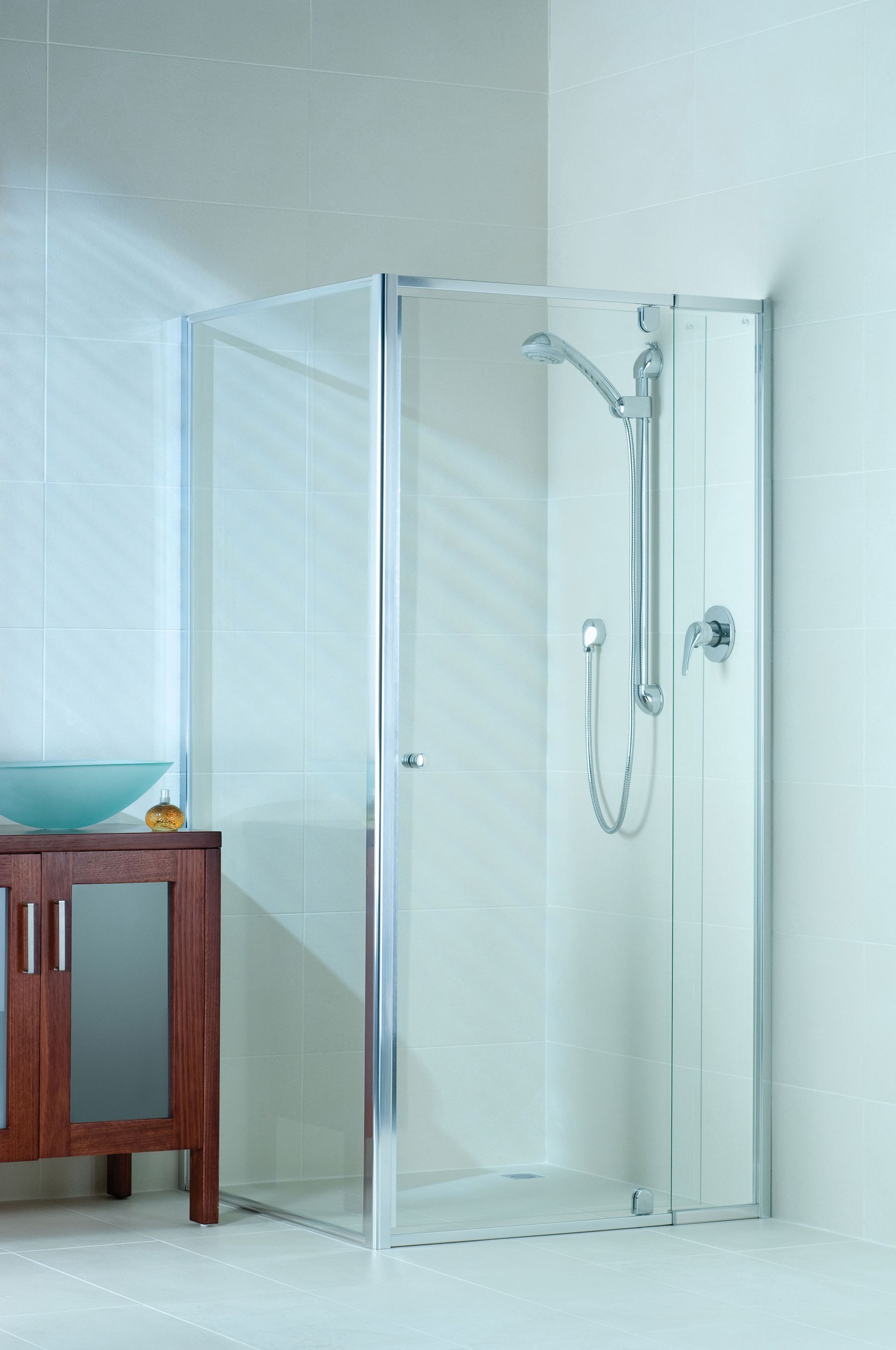 Semi frameless shower screen in classic bathroom