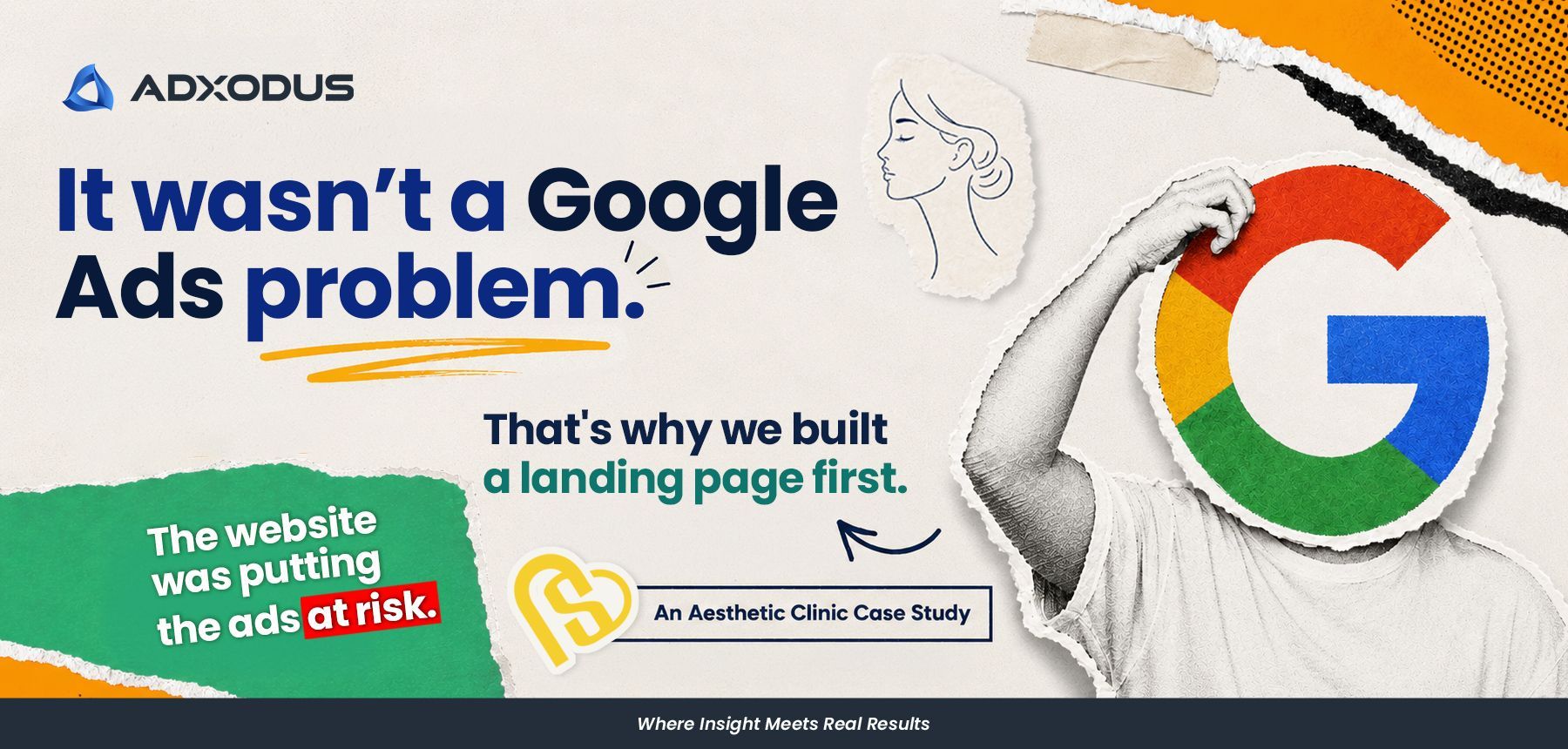 Landing page before Google Ads case study for an aesthetic clinic by Adxodus