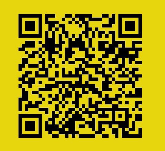 QR code, black square pattern on a yellow background.