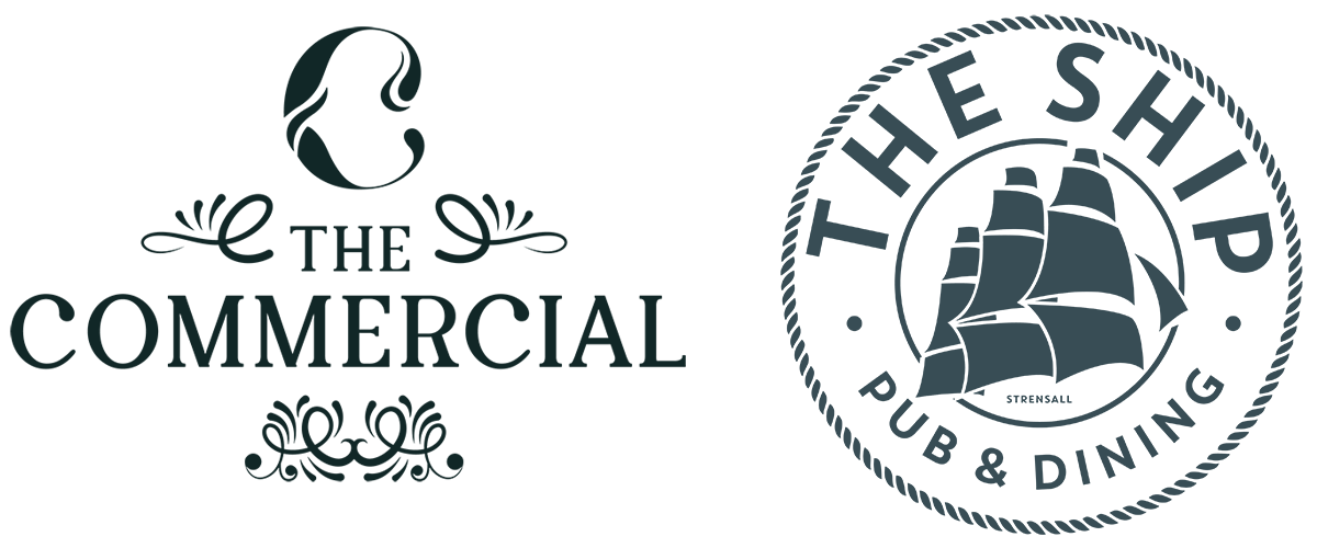 Two logos for the ship commercial pub and dining