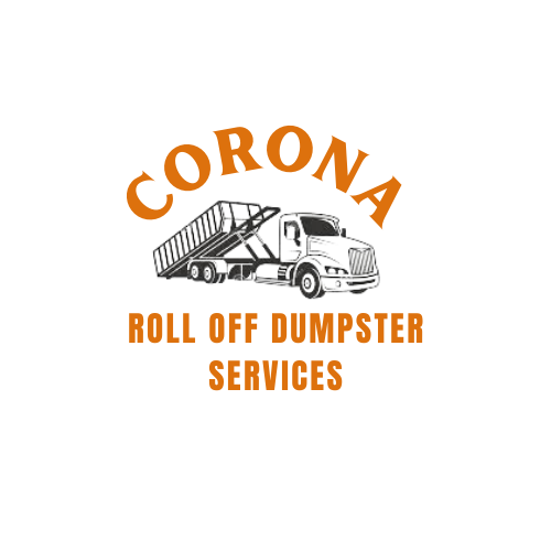 The logo for corona roll off dumpster services