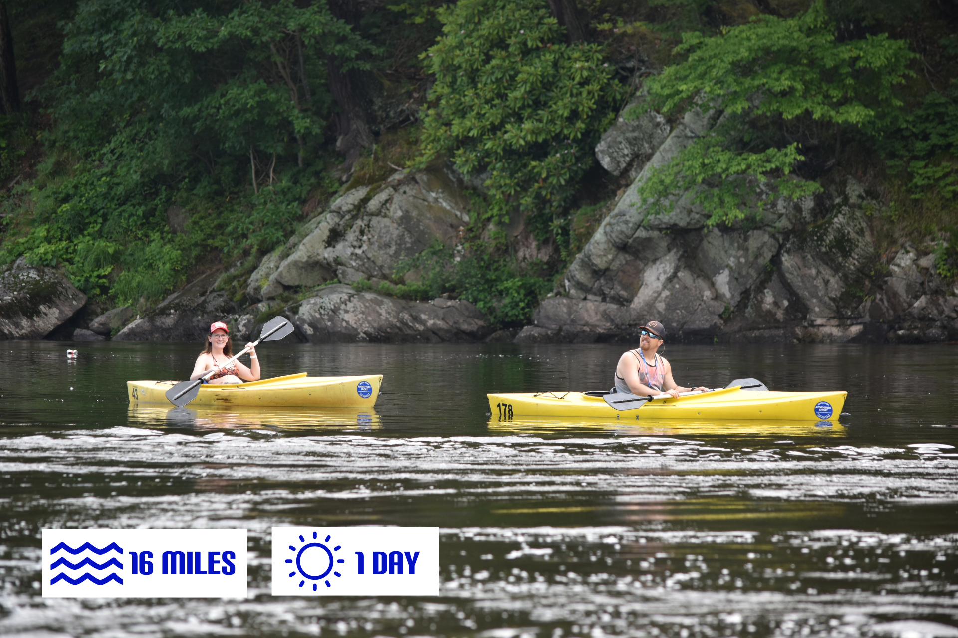 A group of people are rowing a raft on a lake with Adventure Sports