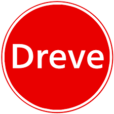 Un círculo rojo con la palabra dreve en letras blancas.