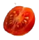 A cross-section of a ripe, red tomato showing the internal pulp and seeds.
