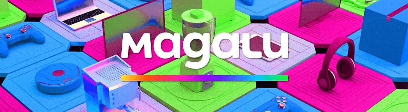 Um fundo colorido com a palavra magalu nele