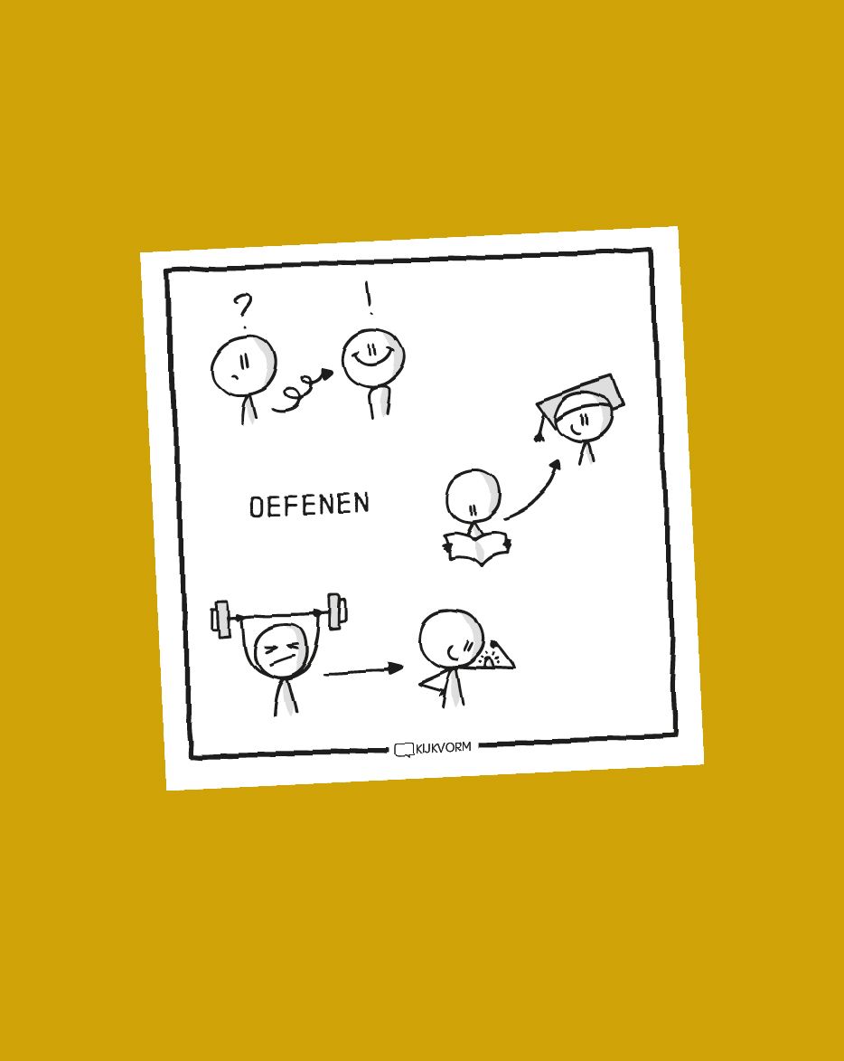 Voorbeelden van het boek Meer Betekenen, het begrip oefenen is getekend