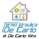 Logo per Termo Idraulica De Carlo di De Carlo Vito con icona di casa e simboli di riscaldamento/raffreddamento