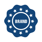 A dark blue circular scalloped seal with white stars surrounding the word