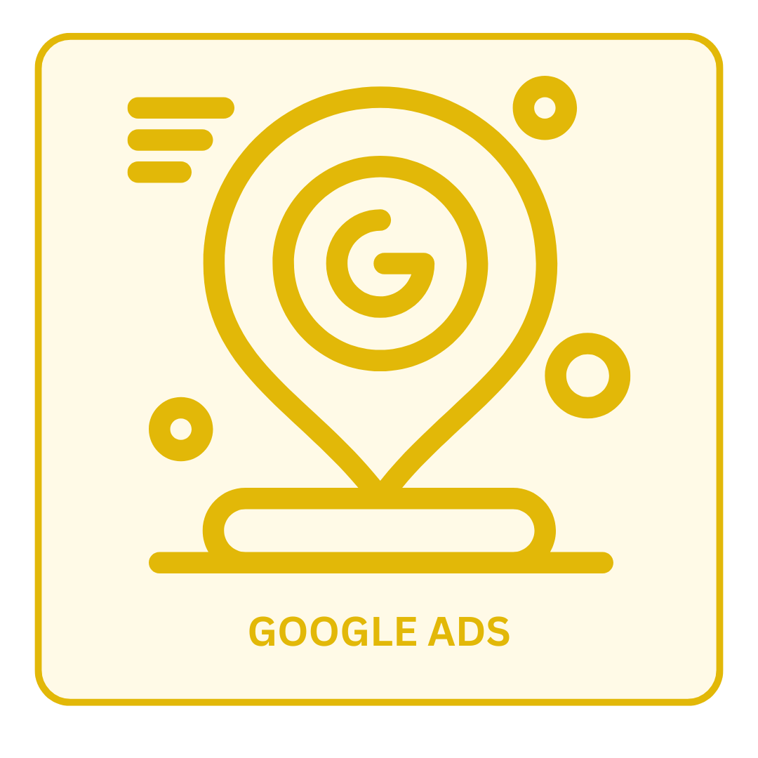Google Ads A google ads icon with a map pin and a g in a circle.