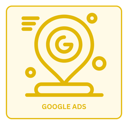 Google Ads A google ads icon with a map pin and a g in a circle.