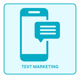 text marketing A blue icon of a cell phone with a speech bubble on it.