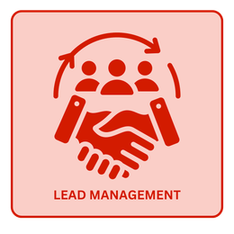 CRM A red icon of a group of people shaking hands.
