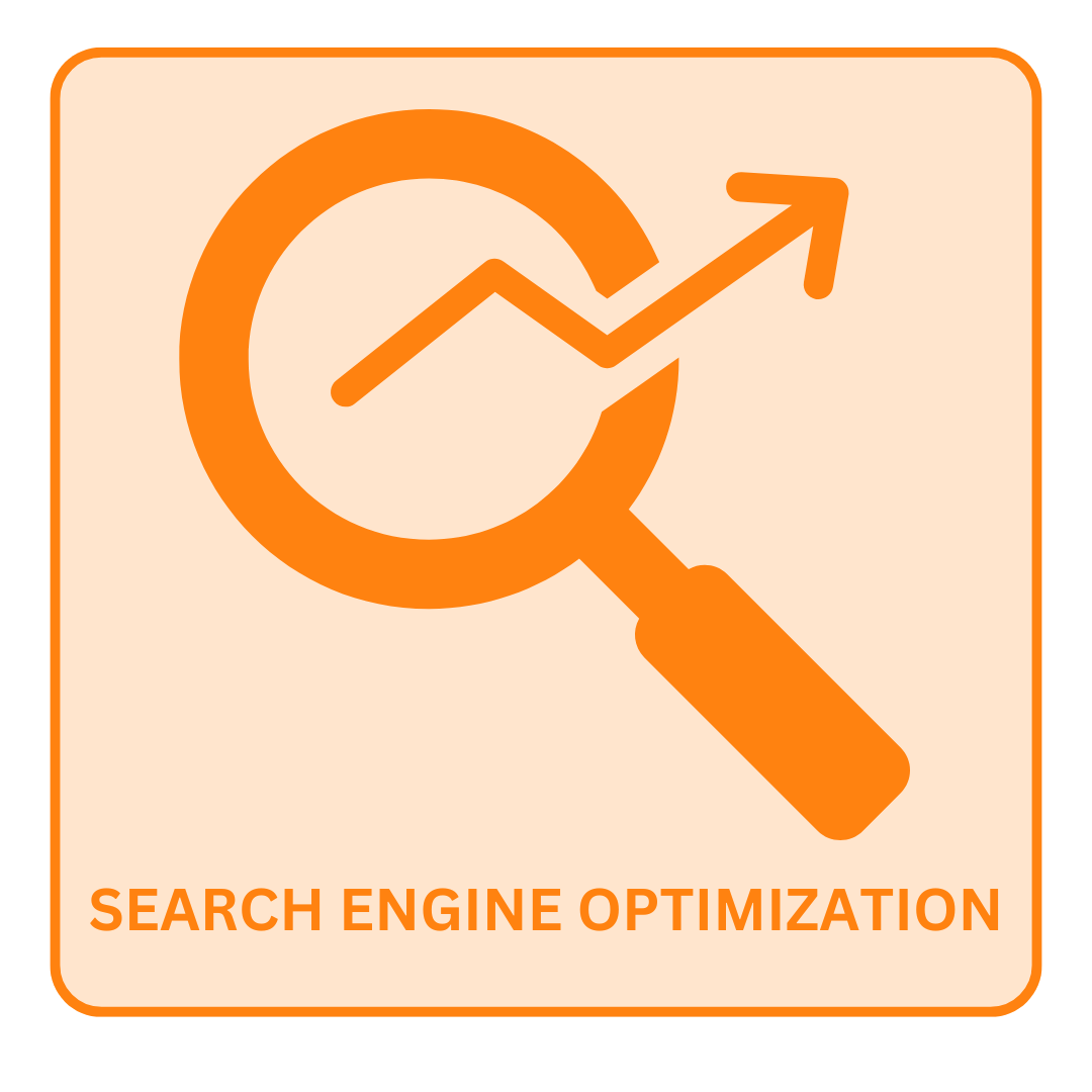 search engine optimization A logo for search engine optimization with a magnifying glass