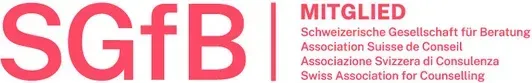 SGfB-Logo in Pink mit mehrsprachigem Vereinsnamen auf weissem Hintergrund