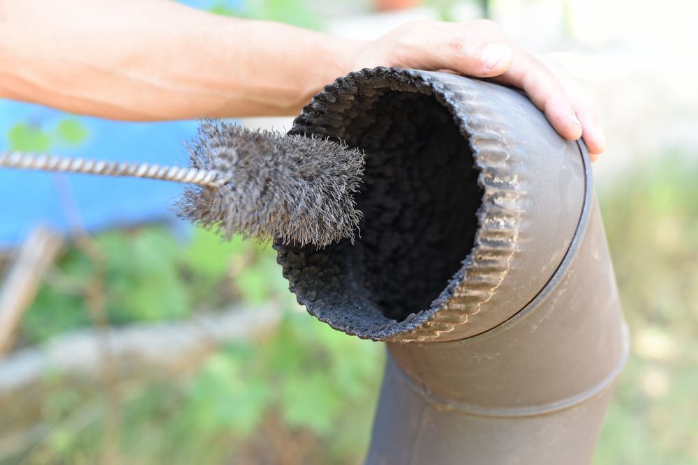 cleaning chimney using brush