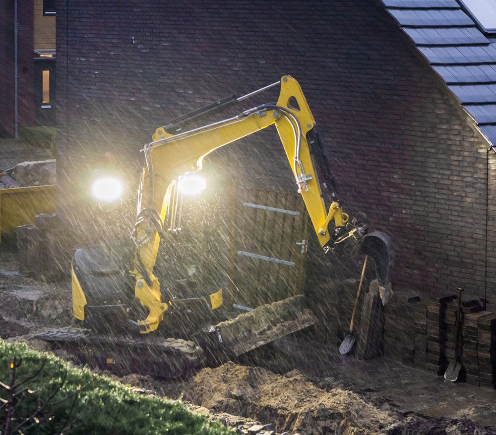 Earthmoving in Progress on A Rainy Day