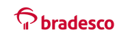 Logotipo do banco Bradesco em vermelho com emblema estilizado e marca denominativa sobre fundo branco.
