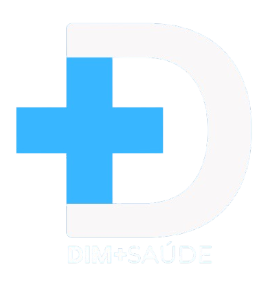 Cruz médica azul dentro de um logotipo D branco com a inscrição 