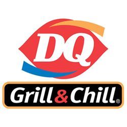 A dq grill and chill logo on a white background.