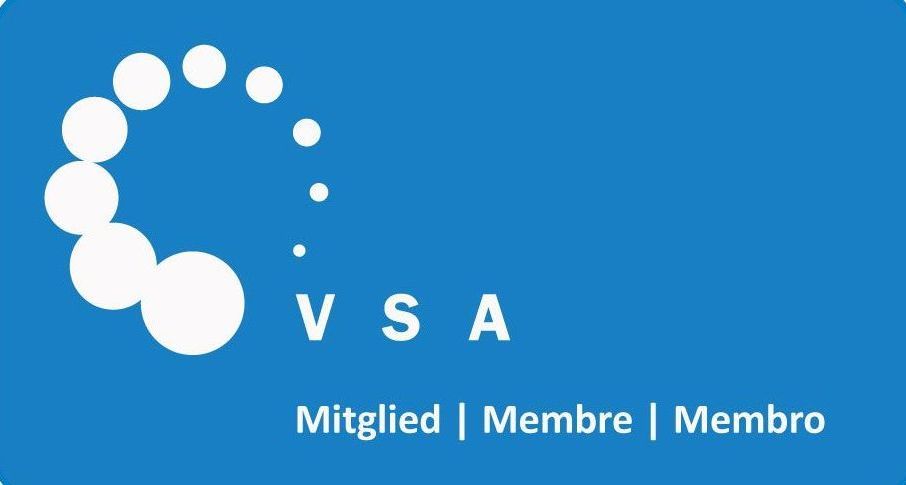 Un fond bleu avec des cercles blancs et le mot vsa dessus