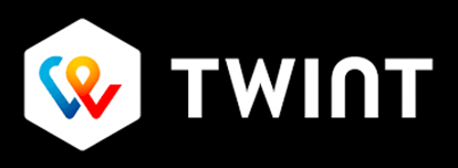 Un logo pour une entreprise appelée twint sur fond noir.