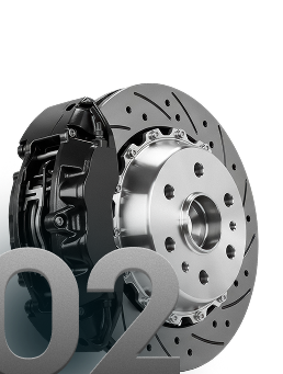 Automotive brake disc and caliper assembly with gray and black components on white background | Mallard Auto Care