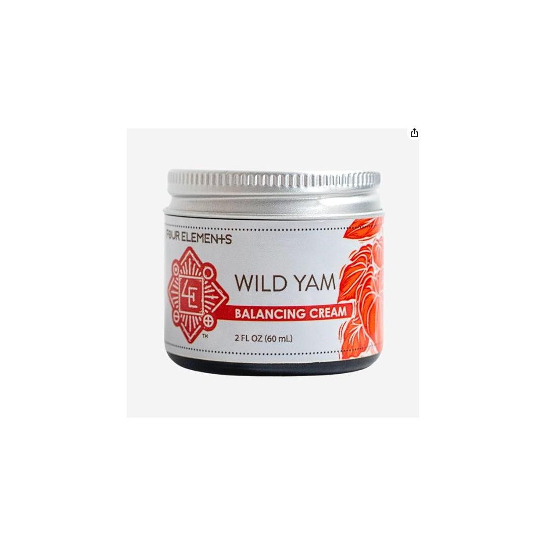A jar of wild yam balancing cream on a white background.