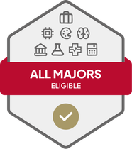 Badge with All Majors Eligible text 