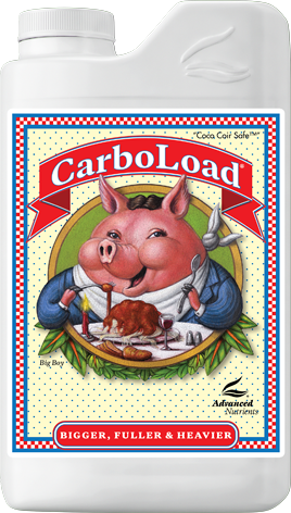 Carbo Load food supplement bottle with a cartoon pig chef on the label