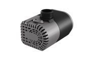 Black and gray submersible water pump with front intake and top outlet nozzle