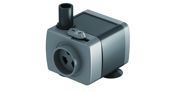 Gray square security camera with black lens and top-mounted antenna on a white background