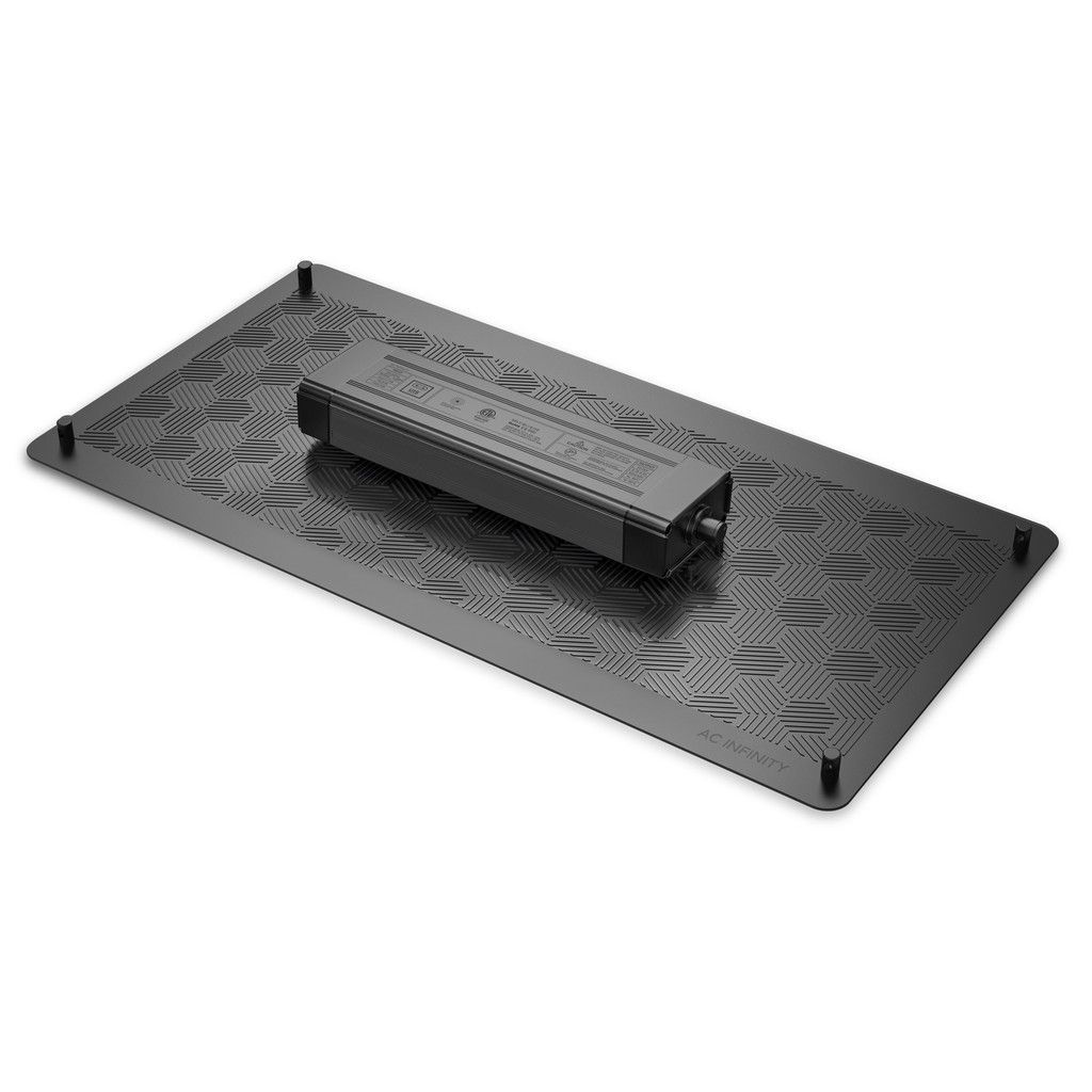 Black textured metal access platform with raised central rail and corner posts on a white background
