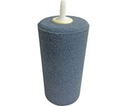 Blue cylindrical foam roller with a white handle on top