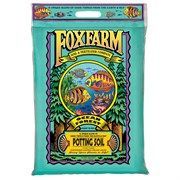 FoxFarm potting soil bag with turquoise packaging and colorful plant illustration