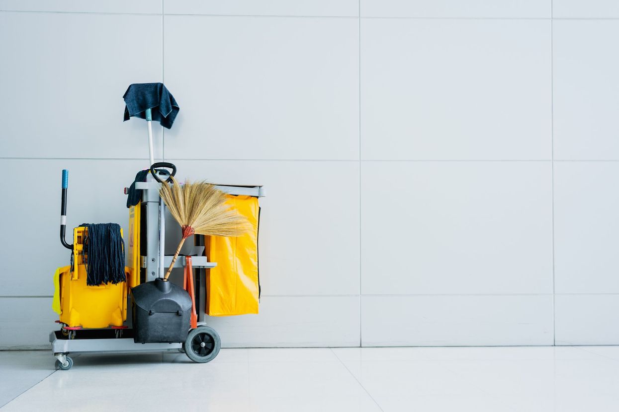 Janitorial Cart Full of Cleaning Materials