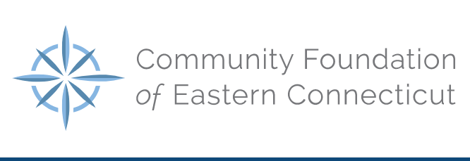 Logo for Community Foundation of Eastern Connecticut with blue compass icon and gray text