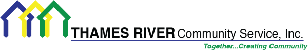 THAMES RIVER Community Service, Inc. logo with colorful house icons and green tagline “Together… Creating Community”