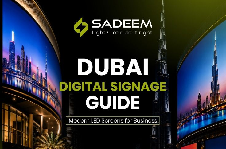 LED screen and digital signage display installed in a Dubai retail store by Sadeem Lighting Solution