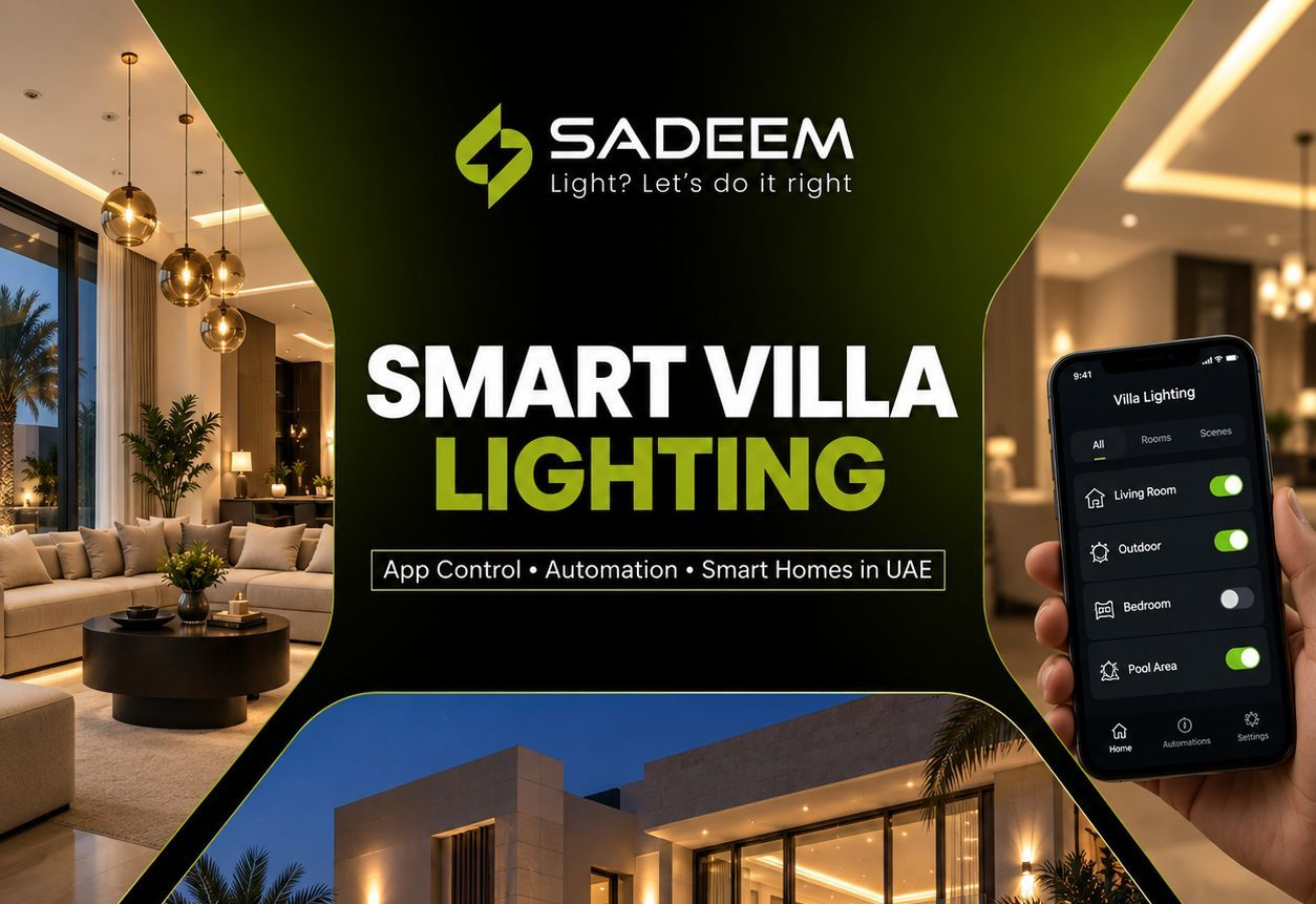 Smart lighting control app for a UAE villa integrated with LED lighting by Sadeem Lighting Solutions