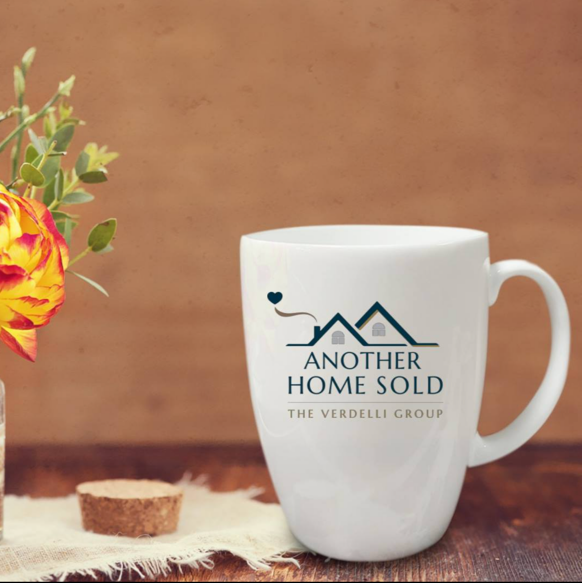 White coffee mug with the log Another Home Sold- Logo by BrandGraphics
