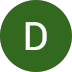 Green circle icon with a white capital D in the center