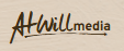 AtWill Media logo in brown script on a beige background