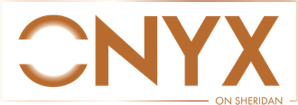 ONYX logo, brown letters, "ON SHERIDAN" text underneath.