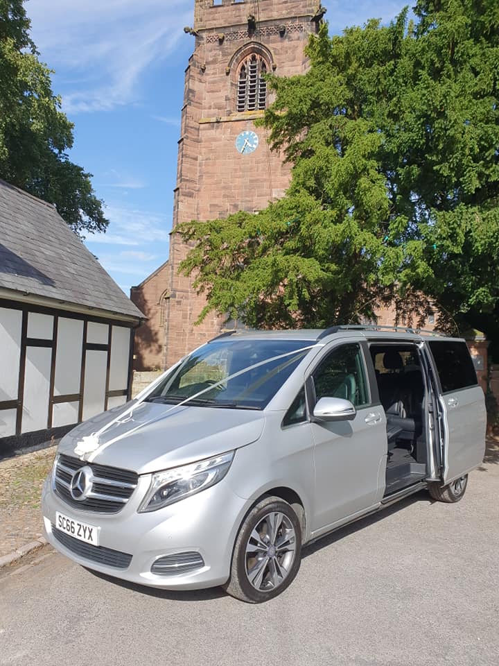 Silver wedding car